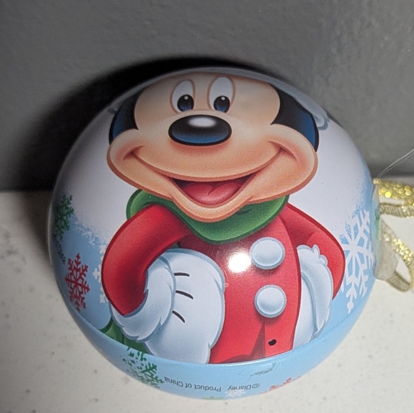 Disney Holiday Tin Ornament with Mickey and Minnie in Red and Green - Picture 5 of 7